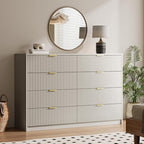 MAISONARIA Beige Dresser for Bedroom, 8 Drawer Double Dresser, Modern Chest of Drawers for Bedroom, Living Room, Entryway and Closet, 55" L x 15.7" D x 37.4" H - Image 6