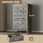 BORNOON Tall 5-Drawer Dresser, Modern Wooden Storage Chest of Drawers, Dresser TV Stand, Wood Drawer Organizer with Metal Handles for Bedroom, Living Room, Hallway - Image 2