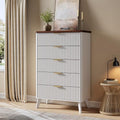 GarveeHome Fluted Dresser for Bedroom with 5 Deep Drawers, White by GarveeHome