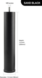 Bed Support Legs Replacement Black 8 Inch Metal Cylinder Legs - Image 2