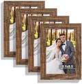 Hongkee 5.5 x 8.5 Diploma Frame Set of 4, Made of Real Glass and Rustic Brown Frame, 5.5 by 8.5 Photo for Wall or Tabletop by Hongkee