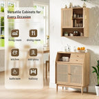 Bathroom Wall Storage Cabinet, Medicine Cabinet with Adjustable Wood Shelf & Doors, Over the Toilet Storage Cabinet Above Toilet Storage for Laundry Room & Living Room Kitchen Storage Islands (Oak) - Image 5