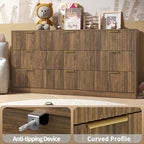 Walnut Dresser with 9 Drawer 63" Wide Fluted Dresser for Bedroom丨Long Dresser Modern Chest of Drawers with Gold Handle, Wood TV Stand Storage Organizer for Bedroom, Living Room, Walnut - Image 5