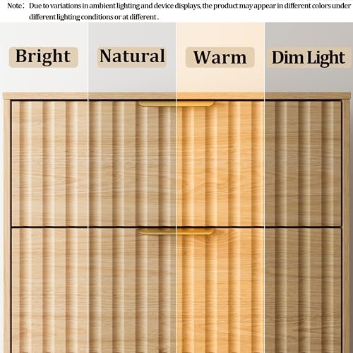 Fluted 3 Drawer Dresser for Bedroom, 30" Tall Modern Dressers, Natural Oak - Image 5