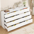 55.1" Wide Fluted 10 Drawer Dresser for Bedroom, White - Image 4