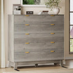 BORNOON 46" Tall Dresser for Bedroom, 10-Drawer Fluted Chest of Drawers, Modern Wood Highboy with Metal Slides and Handles, Anti-Tip Kit, Vertical Clothes Storage Organizer for Apartment, Closet by BORNOON