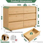 Standifurno 47’’ Wide Dresser for Bedroom, Double Dresser with 6 Drawers, Storage Drawer of handleless, Chest of Drawers for Closet & Living Room (Natural) - Image 2