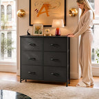 WLIVE Black Fabric Dresser for Bedroom, 6 Drawer Dressers Chest of Drawers - Image 2