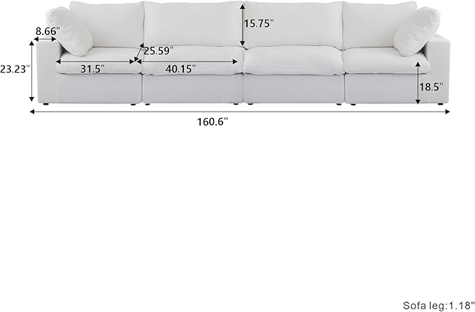 Cloud Modular Sectional Sofa Couch, 4 Seater Sofa - Image 2