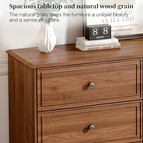 Chrangmay Modern Chest of Drawers with 6 Drawers,Deep Drawers,Clothes Organizer,Large Storage Cabinet for Living Room, Bedroom,Hallway,with Anti-Tipping Device, Brown - Image 5