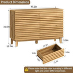 Wood 6 Drawer Dresser, Modern Wood Slat Double Dresser for Bedroom, 47.2" Wide Storage Chest with Deep Drawers, Mid Century Fluted Wooden Cabinet for Bedroom, Living Room - Image 2
