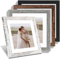 Hongkee 10x10 Picture Frame Set of 4, Made of Glass and Multicolour Wooden Frame, 10 by 10 Photo for Wall or Tabletop - Display Picture 8x8 with Mat or 10x10 Without Mat by Hongkee