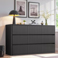 Standifurno Fluted 9 Drawers Dresser, 57" Wide Dresser for Bedroom, Modern Chest of Drawers with Curved Profile, Handleless, Wood Large Dressers TV Stand with Organizer Storage, Living Room, Black by StandifurnoFurniture