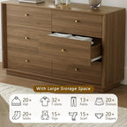 FORTUNETEC 47" Wide 6 Drawer Dresser for Bedroom, Walnut - Image 6