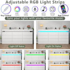 Gyfimoie 9 Drawer Dresser with Power Outlet, Modern Dresser with LED Light - Image 4