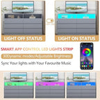 Gyfimoie Grey 6-Drawer Dresser for Bedroom w/Power Outlet and LED Light - Image 6