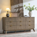 T4TREAM 63" Wide Fluted 9 Drawer Dresser for Bedroom, Grey Alder by T4TREAMFurniture