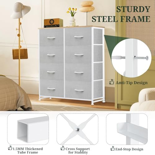 8-Drawer Dresser for Bedroom, Anti-Tip Tall Storage Organizer - Image 4