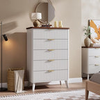 GarveeHome Fluted Dresser for Bedroom with 5 Deep Drawers, White - Image 3