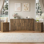 9 Drawer Dresser & 3-Drawer Nightstand Set 3-Piece, Walnut丨63 Long Dresser Set Night Stand Set of 2 with Metal Handle, Modern Wood Chest of Drawers Storage Dressers Set for Bedroom by NOVAMAISON