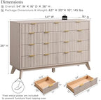 T4TREAM 54" Wide Fluted 9 Drawer Dresser for Bedroom, White Alder - Image 2