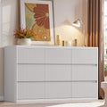 Standifurno White 9 Drawers Dresser, 57" Wide Fluted Dresser for Bedroom, Modern Chest of Drawers with Curved Profile, Handleless, Wooden TV Stand with Organizer Storage for Living Room, Entryway by StandifurnoFurniture