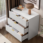 MAISONARIA White Fluted Dresser for Bedroom, 32 Inch Wide Nightstand with Large Drawer, 3 Drawer End Table for Bedroom, Living Rooms, Offices, and Entryways - Image 3