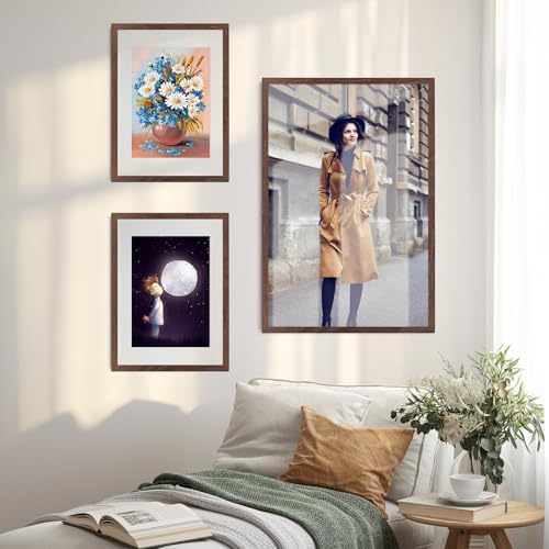 puthiac 16x24 Solid Oak Wood Picture Frame, Walnut, 1 Pack - Image 5