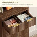TEENOFN Fluted Dresser for Bedroom with 7 Drawers, 48" Tall Modern Chest of Drawers with Metal Handle, Wooden Dresser TV Stand, Wood Closet Clothes Storage Organizer for Living Room, Hallway, Walnut - Image 5