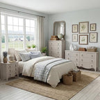 FUSUNBAO Fluted Nightstand with Charging Station & 3 Drawers,Nature Oak - Image 3