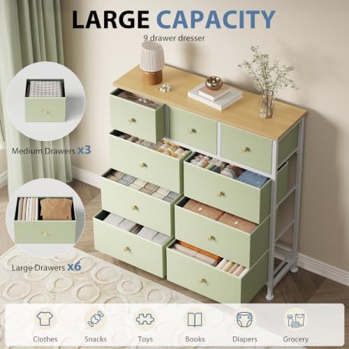 DUMOS 9 Drawer Dresser for Bedroom, Storage Organizer Chest of Drawers - Image 4