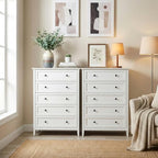 Karl home White Farmhouse 5 Drawers Tall Dresser, Bedroom Storage Chest - Image 2