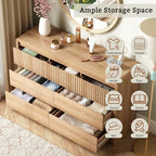 LYNSOM Oak Fluted 7 Drawer Dresser for Bedroom, Curved Edge, 50" Wide - Image 4