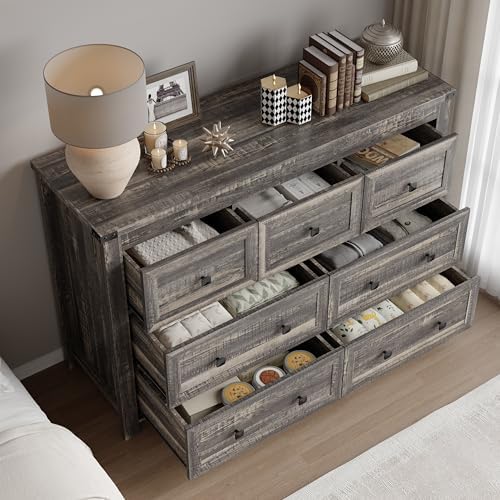 BORNOON 7-Drawer Dresser, Modern Wooden Storage Chest of Drawers, Dresser TV Stand, Wood Drawer Organizer with Metal Handles for Bedroom, Living Room, Hallway - Image 4