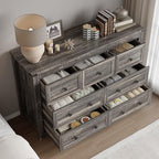 BORNOON 7-Drawer Dresser, Modern Wooden Storage Chest of Drawers, Dresser TV Stand, Wood Drawer Organizer with Metal Handles for Bedroom, Living Room, Hallway - Image 4