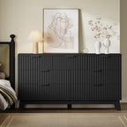 BORNOON 57" Long Dresser for Bedroom, 7-Drawer Fluted Chest, Wide Wood Storage Dresser with Metal Slides and Handles, Stable Base, Modern Clothes Organizer for Primary Suite, Guest Room, Nursery - Image 4