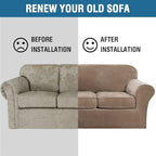 H.VERSAILTEX High Stretch Sofa Slipcover 4 Piece Cover Velvet Furniture - Image 7
