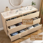 Vibe & Dine 6 Drawer Double Dresser, Modern Chest of Drawers with Wide Storage for Closet, Bedroom, Living Room, Natural Wood - Image 5