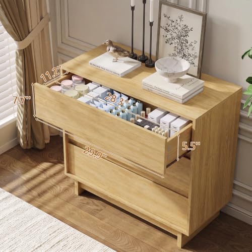 3 Drawer Oak Dresser for Bedroom, 31.5" Wide Mid Century Modern Dresser - Image 5