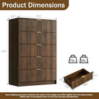 Furniway Walnut Dresser for Bedroom, Tall Dresser with 5 Drawers and Smooth Slides, Modern Chest of Drawers with Golden Handles for Bedroom, Living Room, Closet, 15.7" D x 31.5" W x 47.2" H - Image 2