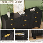 GarveeHome 59" Wide Fluted 9 Drawers Dresser, Black - Image 4