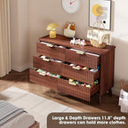 GarveeHome Fluted Dresser for Bedroom with 6 Deep Drawers, Walnut - Image 5