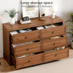 Chrangmay Modern Chest of Drawers with 6 Drawers,Deep Drawers,Clothes Organizer,Large Storage Cabinet for Living Room, Bedroom,Hallway,with Anti-Tipping Device, Brown - Image 4