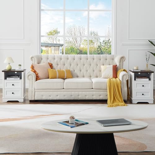 Farmhouse 2 Drawers Dresser for Bedroom,Small Dresser with Charging Station - Image 7