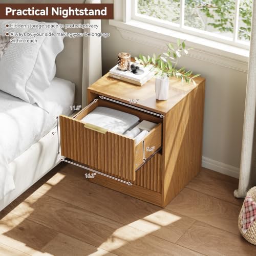 7 Drawer Dresser & 2-Drawer Nightstand Set 3-Piece, Natural Wood丨55 Wide Bedroom Set Night Stand Set of 2 with Metal Handle, Fluted Wood Chest of Drawers Storage Dressers Set for Bedroom - Image 7