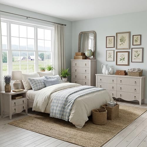 FUSUNBAO Fluted Nightstand with Charging Station & 2 Drawers,Nature Oak - Image 3