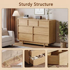 HOUROM Oak Dresser for Bedroom, 51in Modern 7 Drawer Chest of Drawers - Image 3