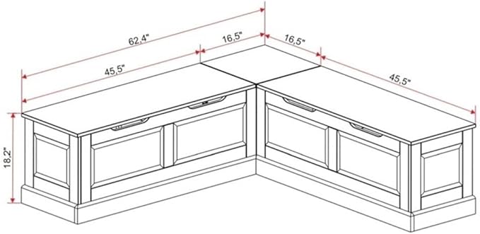 Riverbay Furniture Backless Wood Corner Kitchen Breakfast Nook Bench, - Image 3