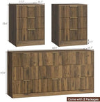 9 Drawer Dresser & 3-Drawer Nightstand Set 3-Piece, Walnut丨63 Long Dresser Set Night Stand Set of 2 with Metal Handle, Modern Wood Chest of Drawers Storage Dressers Set for Bedroom - Image 3