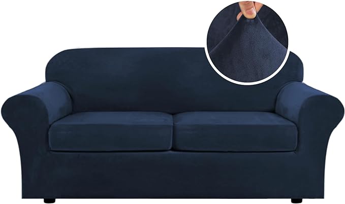 H.VERSAILTEX Real Velvet Plush 3 Piece Stretch Sofa Covers Couch Covers by HVERSAILTEX